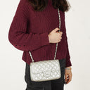 Chanel Mini Rectangular Single Flap Bag Metalic Silver Quilted Lambskin SIlver Tone Hardware