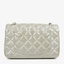 Chanel Mini Rectangular Single Flap Bag Metalic Silver Quilted Lambskin SIlver Tone Hardware