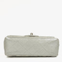 Chanel Mini Rectangular Single Flap Bag Metalic Silver Quilted Lambskin SIlver Tone Hardware
