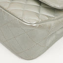 Chanel Mini Rectangular Single Flap Bag Metalic Silver Quilted Lambskin SIlver Tone Hardware