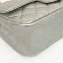 Chanel Mini Rectangular Single Flap Bag Metalic Silver Quilted Lambskin SIlver Tone Hardware