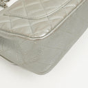 Chanel Mini Rectangular Single Flap Bag Metalic Silver Quilted Lambskin SIlver Tone Hardware