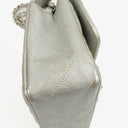 Chanel Mini Rectangular Single Flap Bag Metalic Silver Quilted Lambskin SIlver Tone Hardware