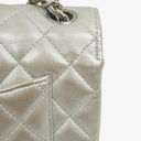 Chanel Mini Rectangular Single Flap Bag Metalic Silver Quilted Lambskin SIlver Tone Hardware