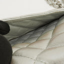 Chanel Mini Rectangular Single Flap Bag Metalic Silver Quilted Lambskin SIlver Tone Hardware
