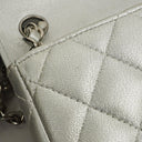 Chanel Mini Rectangular Single Flap Bag Metalic Silver Quilted Lambskin SIlver Tone Hardware