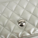 Chanel Mini Rectangular Single Flap Bag Metalic Silver Quilted Lambskin SIlver Tone Hardware