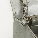 Chanel Mini Rectangular Single Flap Bag Metalic Silver Quilted Lambskin SIlver Tone Hardware