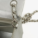 Chanel Mini Rectangular Single Flap Bag Metalic Silver Quilted Lambskin SIlver Tone Hardware
