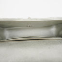 Chanel Mini Rectangular Single Flap Bag Metalic Silver Quilted Lambskin SIlver Tone Hardware