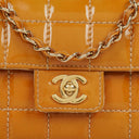 Chanel Mini Chocolate Bar Qulted Patent Leather Flap Bag With 24K Gold-Plated Hardware