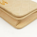 Chanel Mini Classic Beige Quilted Lambskin Full Flap Wallet On Chain WOC With 24K Gold-Plated Hardware