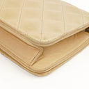 Chanel Mini Classic Beige Quilted Lambskin Full Flap Wallet On Chain WOC With 24K Gold-Plated Hardware