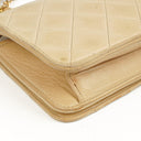 Chanel Mini Classic Beige Quilted Lambskin Full Flap Wallet On Chain WOC With 24K Gold-Plated Hardware