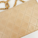 Chanel Mini Classic Beige Quilted Lambskin Full Flap Wallet On Chain WOC With 24K Gold-Plated Hardware