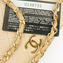 Chanel Mini Classic Beige Quilted Lambskin Full Flap Wallet On Chain WOC With 24K Gold-Plated Hardware