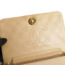 Chanel Mini Classic Beige Quilted Lambskin Full Flap Wallet On Chain WOC With 24K Gold-Plated Hardware