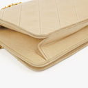 Chanel Mini Classic Beige Quilted Lambskin Full Flap Wallet On Chain WOC With 24K Gold-Plated Hardware