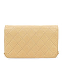 Chanel Mini Classic Biege Quilted Lambskin Full Flap Wallet On Chain WOC With 24K Gold-Plated Hardware