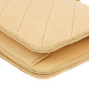 Chanel Mini Classic Biege Quilted Lambskin Full Flap Wallet On Chain WOC With 24K Gold-Plated Hardware