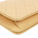 Chanel Mini Classic Biege Quilted Lambskin Full Flap Wallet On Chain WOC With 24K Gold-Plated Hardware