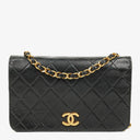 Chanel Mini Classic Black Quilted Lambskin Full Flap Wallet On Chain WOC With 24K Gold-Plated Hardware