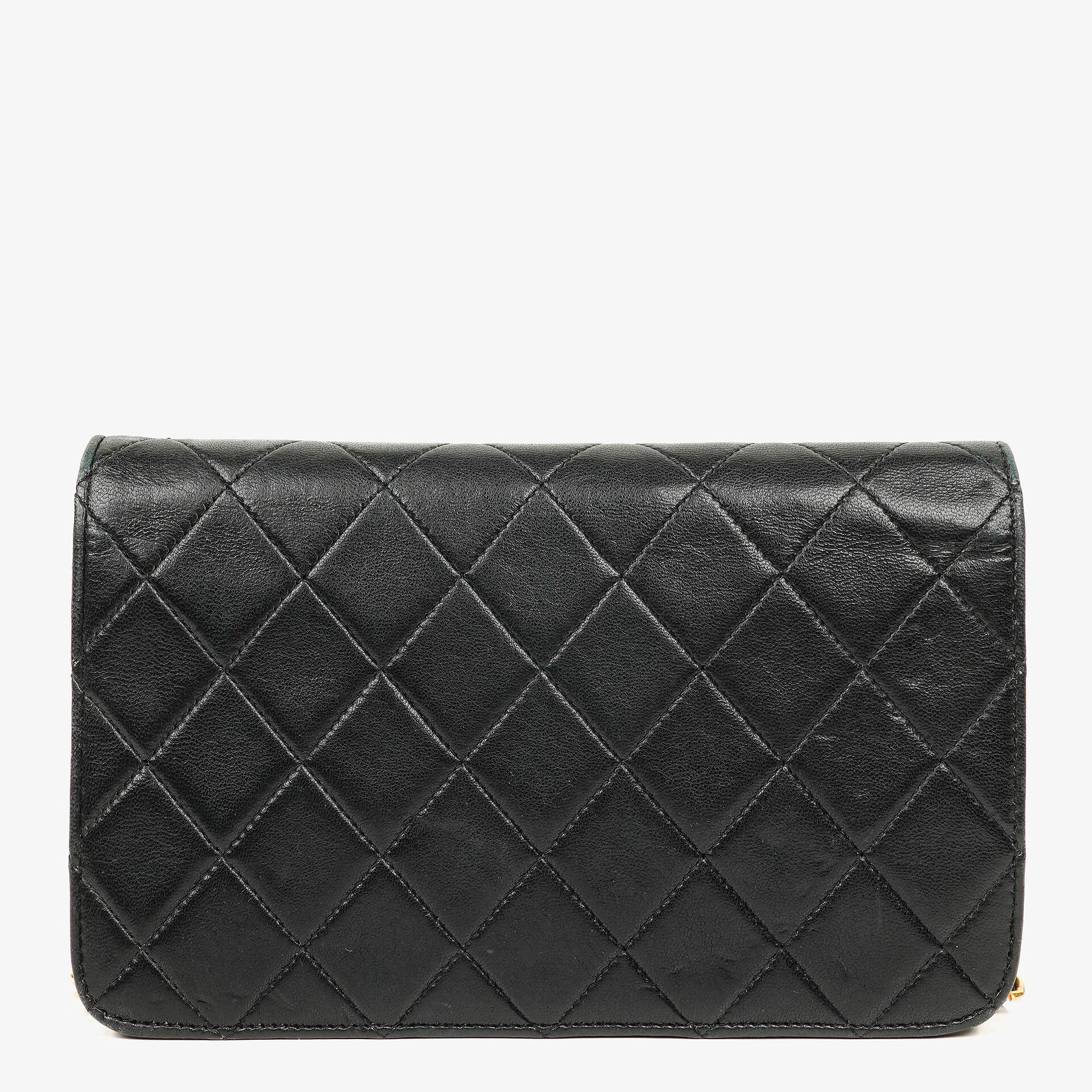 Chanel Mini Classic Black Quilted Lambskin Full Flap Wallet On Chain WOC With 24K Gold-Plated Hardware