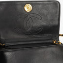 Chanel Mini Classic Black Quilted Lambskin Full Flap Wallet On Chain WOC With 24K Gold-Plated Hardware