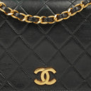 Chanel Mini Classic Black Quilted Lambskin Full Flap Wallet On Chain WOC With 24K Gold-Plated Hardware