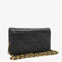 Chanel Mini Classic Black Quilted Lambskin Full Flap Wallet On Chain WOC With 24K Gold-Plated Hardware