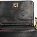 Chanel Mini Classic Black Quilted Lambskin Full Flap Wallet On Chain WOC With 24K Gold-Plated Hardware