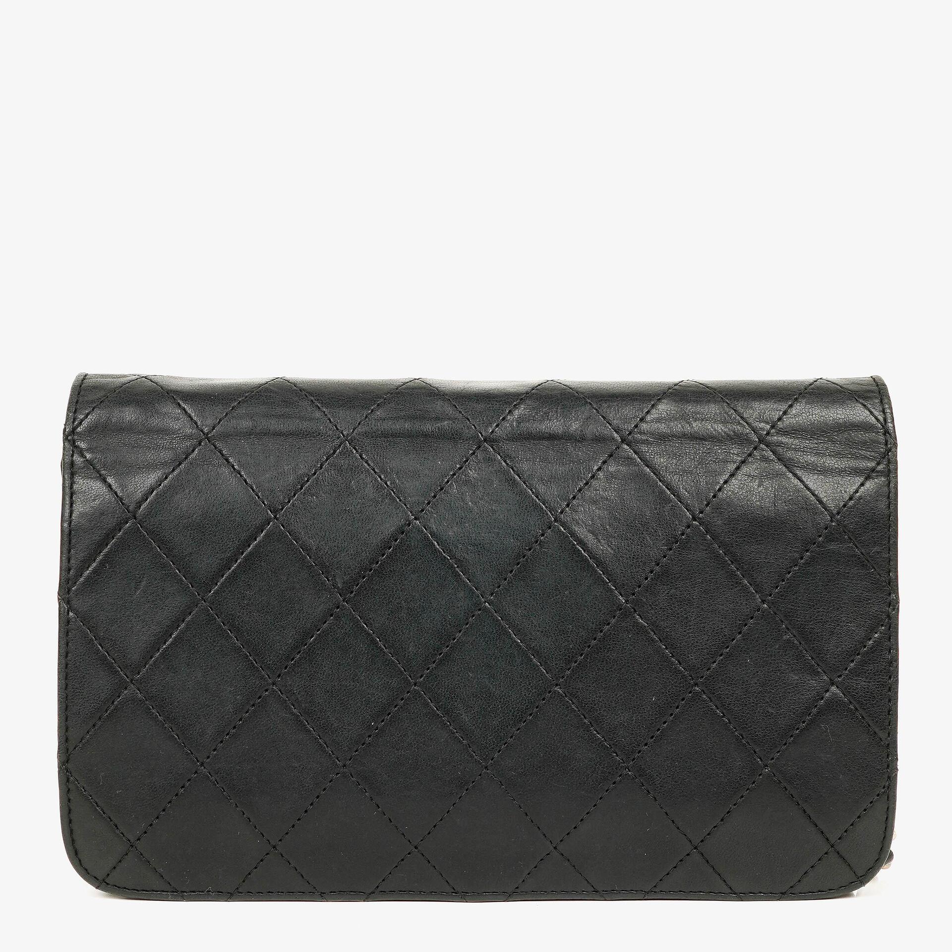 Chanel Mini Classic Black Quilted Lambskin Full Flap Wallet On Chain WOC With 24K Gold-Plated Hardware
