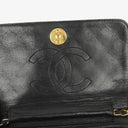 Chanel Mini Classic Black Quilted Lambskin Full Flap Wallet On Chain WOC With 24K Gold-Plated Hardware