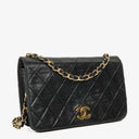 Chanel Mini Classic Black Quilted Lambskin Full Flap Wallet On Chain WOC With 24K Gold-Plated Hardware