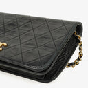 Chanel Mini Classic Black Quilted Lambskin Full Flap Wallet On Chain WOC With 24K Gold-Plated Hardware