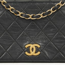 Chanel Mini Classic Black Quilted Lambskin Full Flap Wallet On Chain WOC With 24K Gold-Plated Hardware