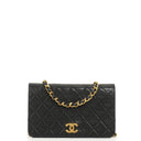 Chanel Mini Classic Black Quilted Lambskin Leather Full Flap Wallet On Chain WOC With 24K Gold-Plated Hardware