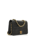 Chanel Mini Classic Black Quilted Lambskin Leather Full Flap Wallet On Chain WOC With 24K Gold-Plated Hardware