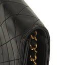 Chanel Vintage Mini Classic Black Quilted Lambskin Leather Full Flap Wallet On Chain WOC With 24K Gold-Plated Hardware