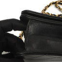 Chanel Vintage Mini Classic Black Quilted Lambskin Leather Full Flap Wallet On Chain WOC With 24K Gold-Plated Hardware