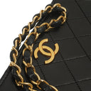 Chanel Vintage Mini Classic Black Quilted Lambskin Leather Full Flap Wallet On Chain WOC With 24K Gold-Plated Hardware
