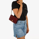 Chanel Mini Classic Burgundy Quilted Suede Full Flap Wallet On Chain WOC With Gold-Tone Hardware