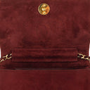Chanel Mini Classic Burgundy Quilted Suede Full Flap Wallet On Chain WOC With Gold-Tone Hardware