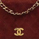 Chanel Mini Classic Burgundy Quilted Suede Full Flap Wallet On Chain WOC With Gold-Tone Hardware