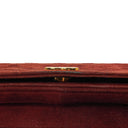 Chanel Mini Classic Burgundy Quilted Suede Full Flap Wallet On Chain WOC With Gold-Tone Hardware