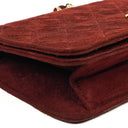 Chanel Mini Classic Burgundy Quilted Suede Full Flap Wallet On Chain WOC With Gold-Tone Hardware