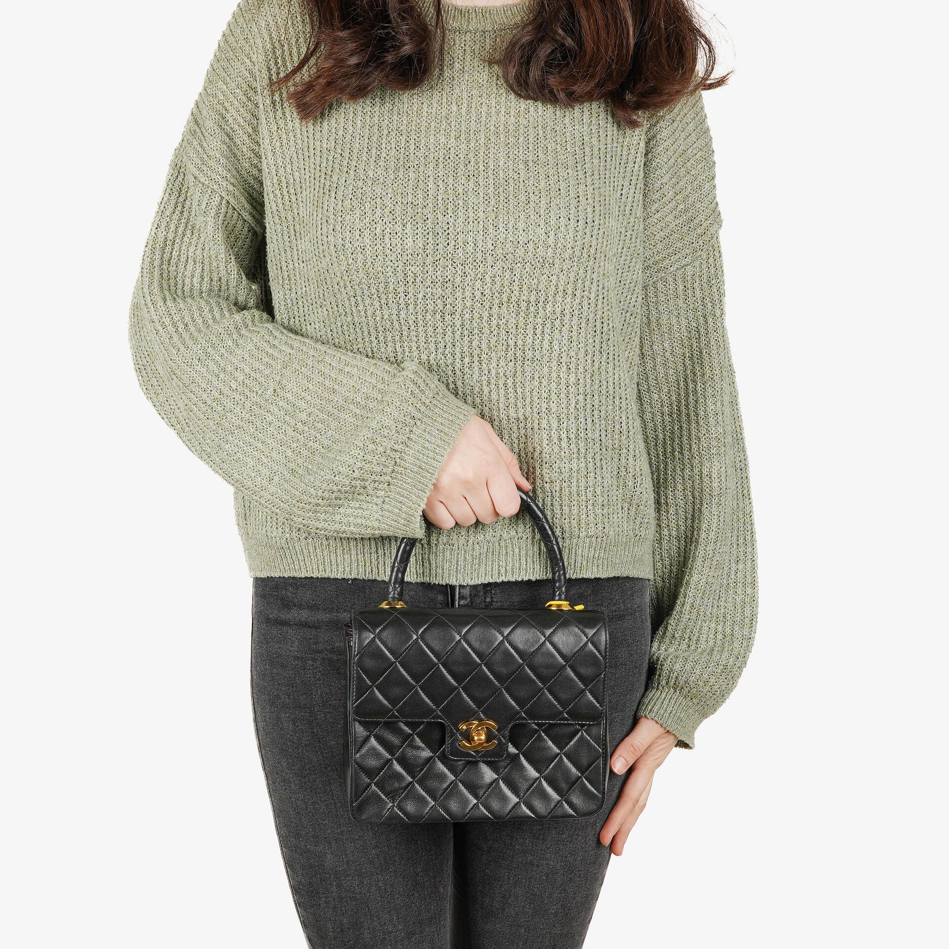 Chanel Mini Classic Kelly Vintage Black Quilted Lambskin With 24K Gold-Plated Hardware