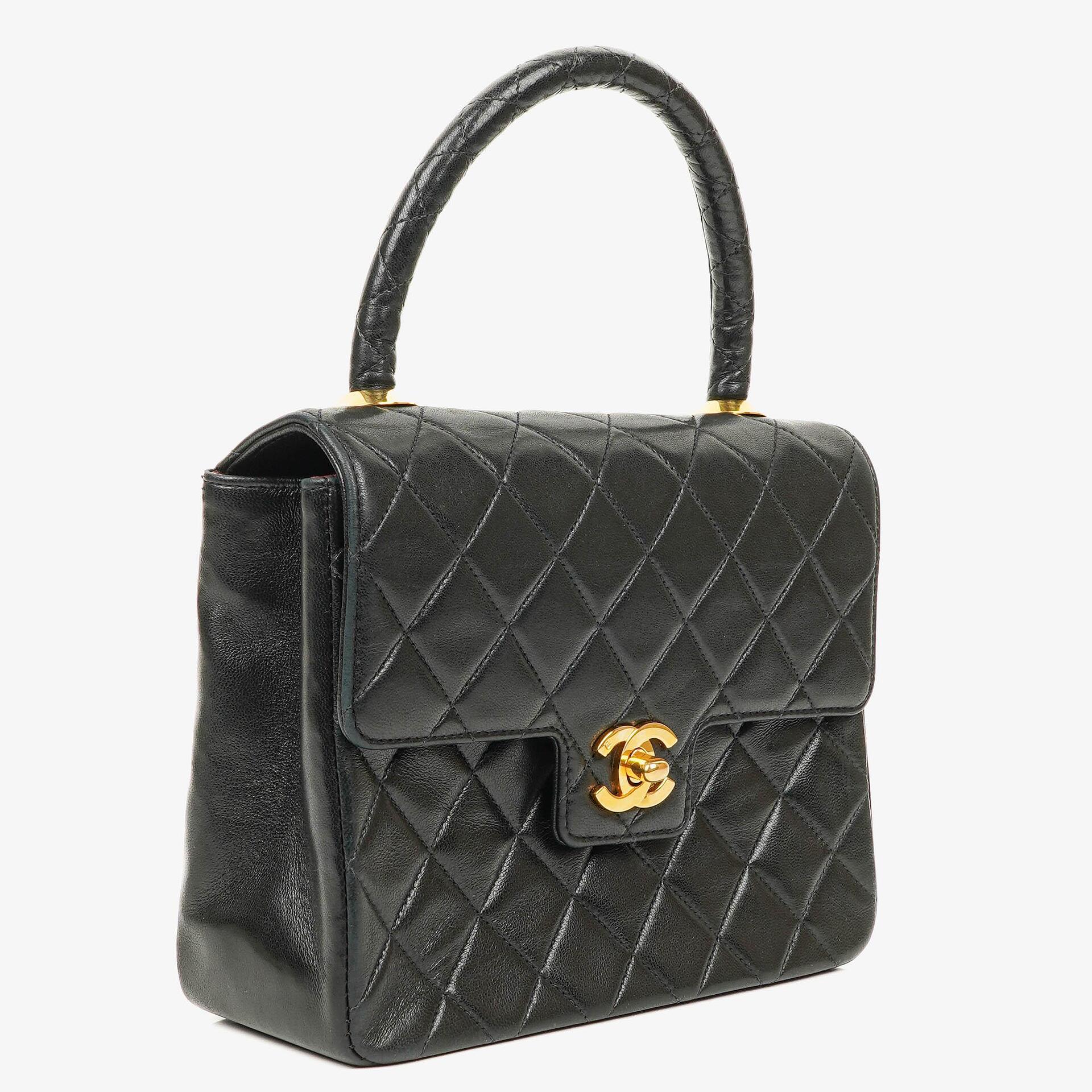 Chanel Mini Classic Kelly Vintage Black Quilted Lambskin With 24K Gold-Plated Hardware