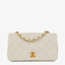 Chanel Mini Classic White Quilted Lambskin Full Flap Wallet On Chain WOC With 24K Gold-Plated Hardware