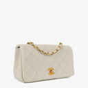 Chanel Mini Classic White Quilted Lambskin Full Flap Wallet On Chain WOC With 24K Gold-Plated Hardware